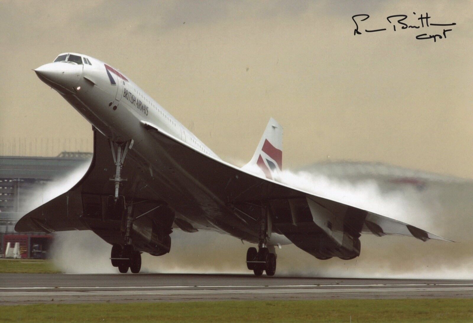 BA Concorde world record pilot Neil Britton signed Photo Poster painting