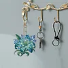 (US Only)6Pcs DIY Flower Special Shape 5D Diamond Art Keychain for Birthday Gift