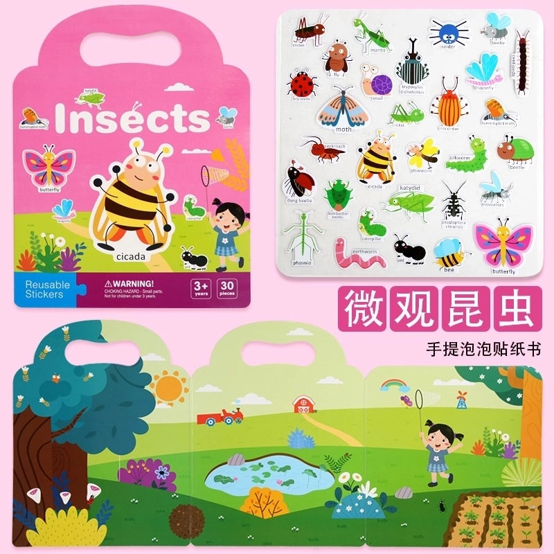 Jelly Stickers Quiet Book Children’s Early Education Concentration Dinosaur Scene Stickers Puzzle Training Fun DIY