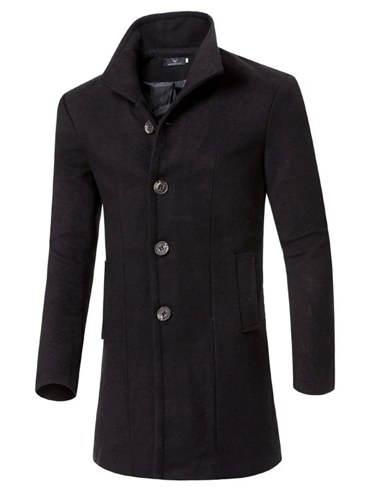 Korean Version of The Men's Belt Without A Hooded Coat in The Long Section Coat Men's Wool Trench Coat