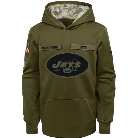 Youth New York Jets Olive Salute to Service Pullover Performance NFL Hoodie