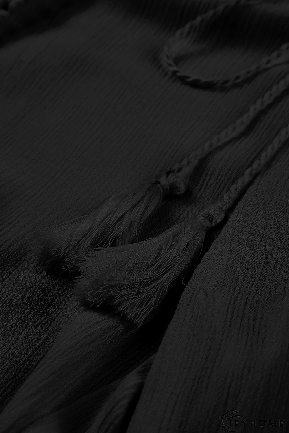 Black Lace Trim Along Split Leg Beach Cover up Pants | IFYHOME