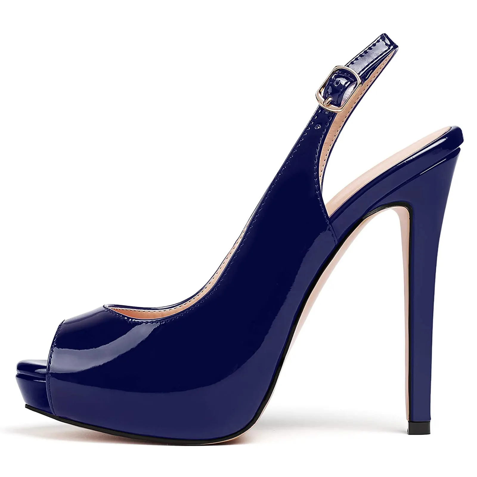 120cm/4.72inch Women's Strap Slingback Sandals Peep Toe Platform Stilettos Patent Heels