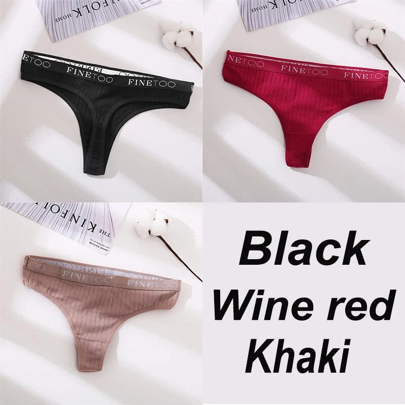 3PCS/Set Women Panties G-string Underwear Cotton Female Underpants Solid Color Briefs Lingerie Sexy Thong Panties for Woman M-XL