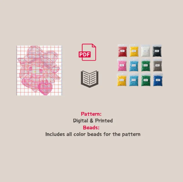 Pink Piano in Sailor Uniform Pixel Pattern Fuse Bead Kit  | Cute DIY Fuse 2566 Beads Set