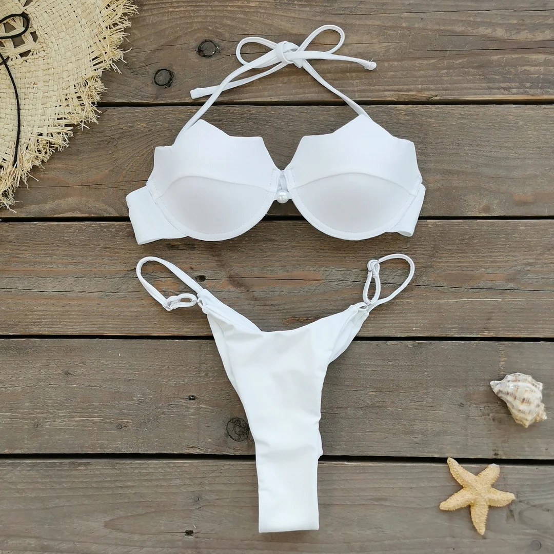 Zingj Solid Color Strap Bikini Low-Waist Sexy Back 2025 New Split Swimsuit Bikini