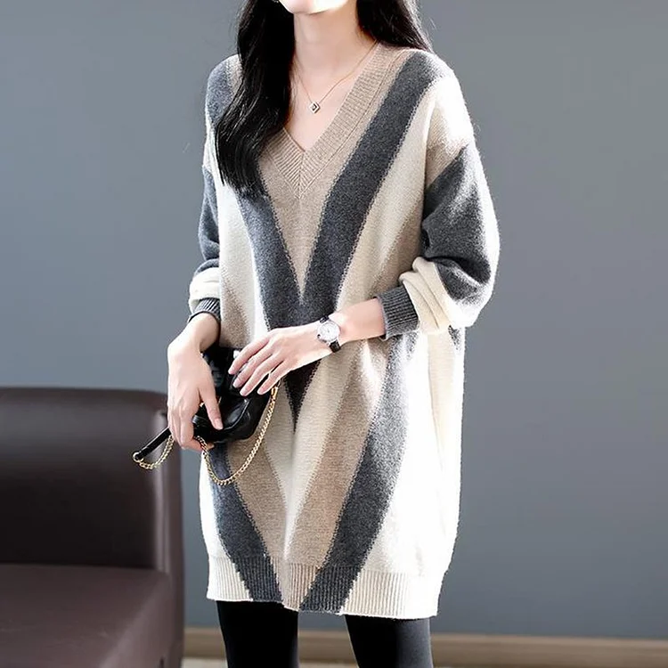 Apricot Shift Casual Knitted Sweater QueenFunky