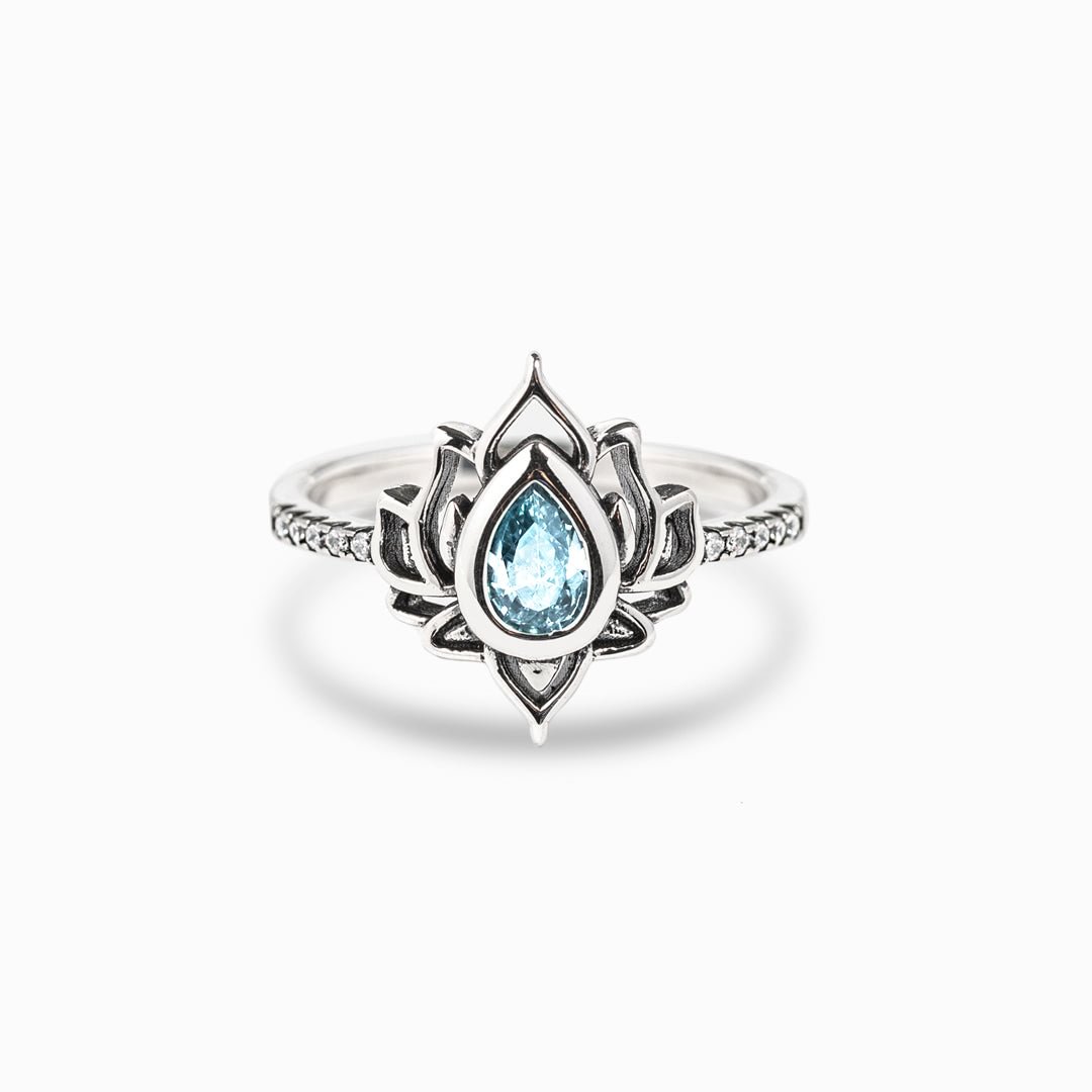 12 Months Birthstone Lotus Ring
