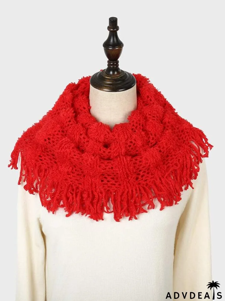 Solid Fringe Hem Infinity Scarf