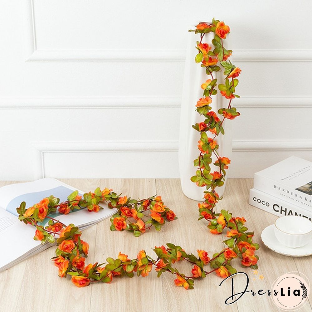 250Cm Rose Artificial Flowers Christmas Garland For Wedding Home Room Decoration Spring Autumn Garden Arch Diy Fake Plant Vine