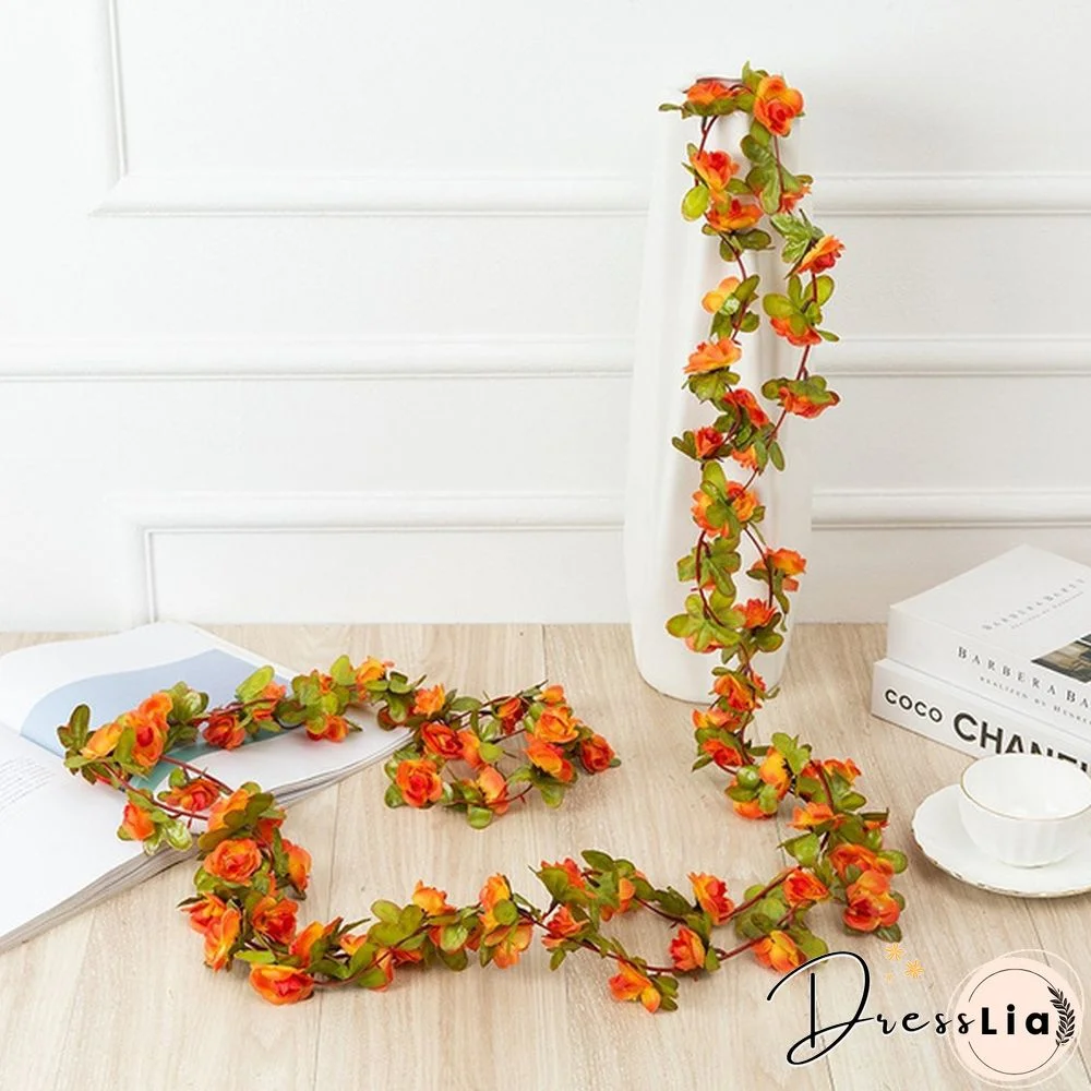 250Cm Rose Artificial Flowers Christmas Garland For Wedding Home Room Decoration Spring Autumn Garden Arch Diy Fake Plant Vine