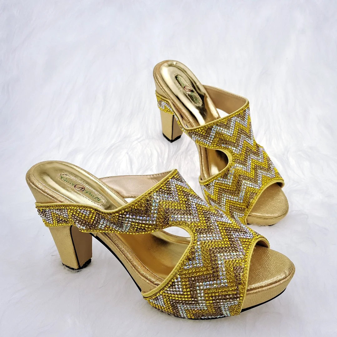 QSGFC Fashionable and noble Red Color ladies shoes shoes with diamond decoration