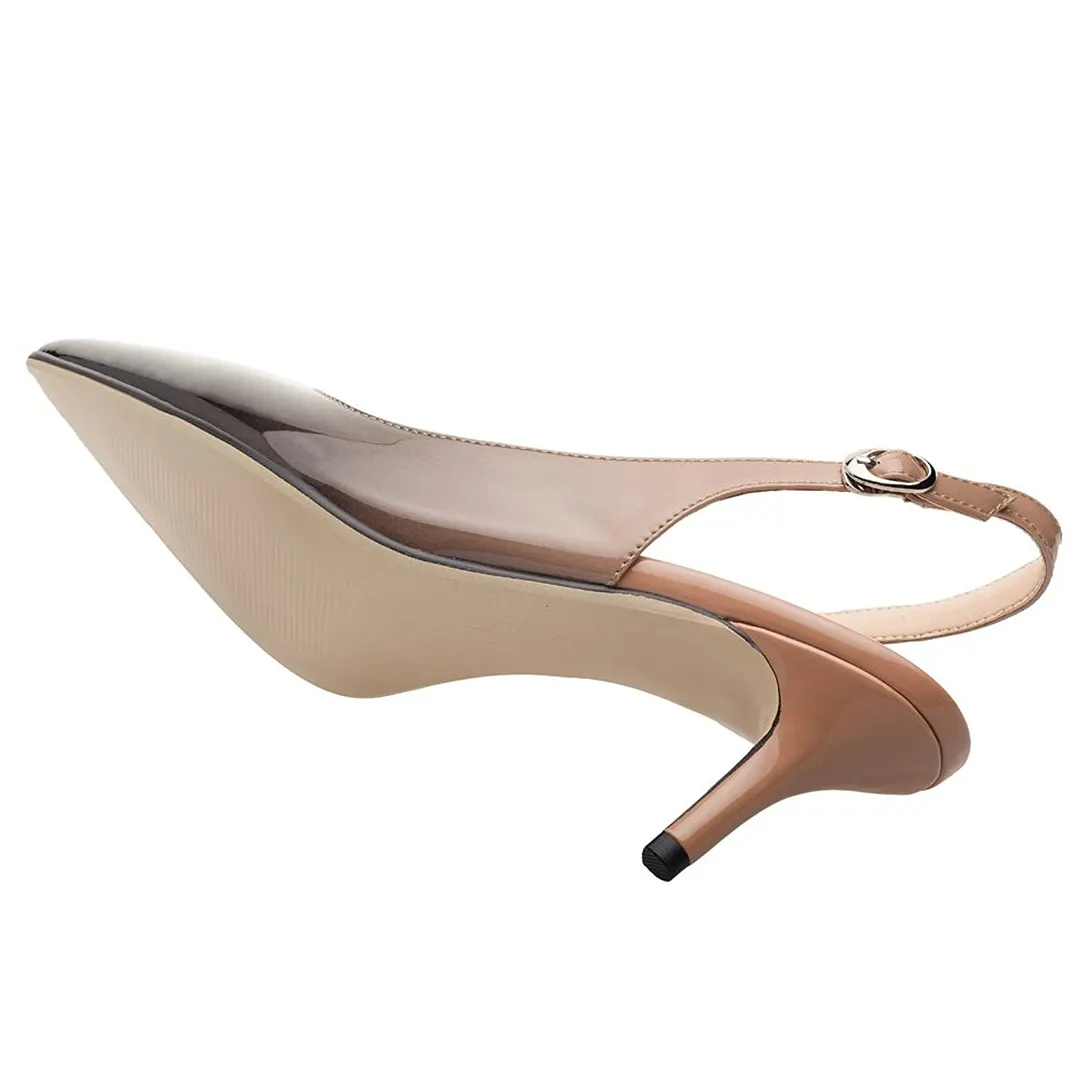 Women's Pointed Toe Slingback Shoes Kitten Heel Pumps Comfortable Dress Gradient Shoes-vocosishoes