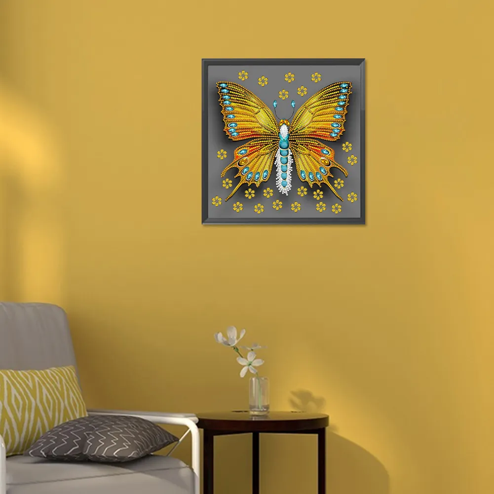 Diamond Painting - Partial Special Shaped Drill - Butterfly Dragonfly(Canvas|30*30cm)
