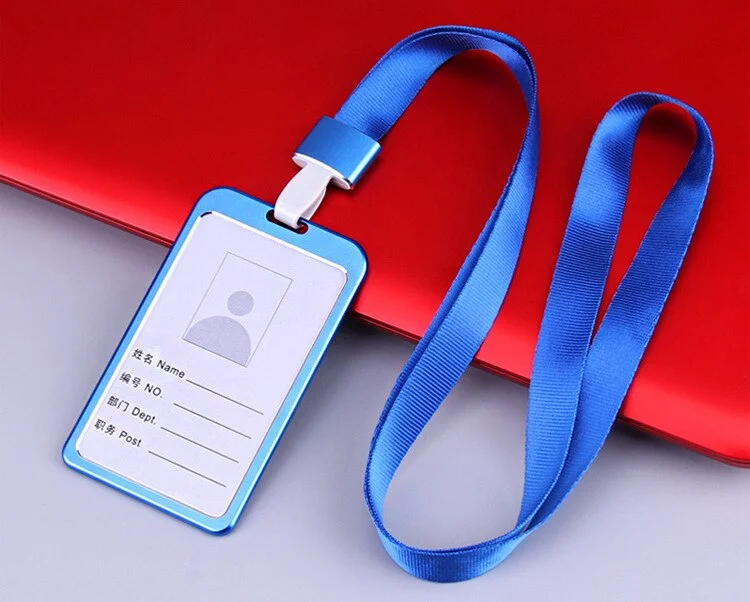 Men Women ID Bank Credit Card Holder Wallet Cute Students Bus Card Case Metal Identity Badge Lanyard Protector Cards Cover