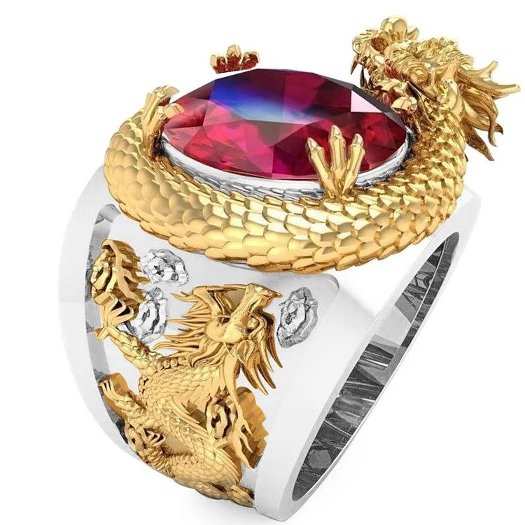 Elegant Dragon Red Crystal Ring KERENTILA