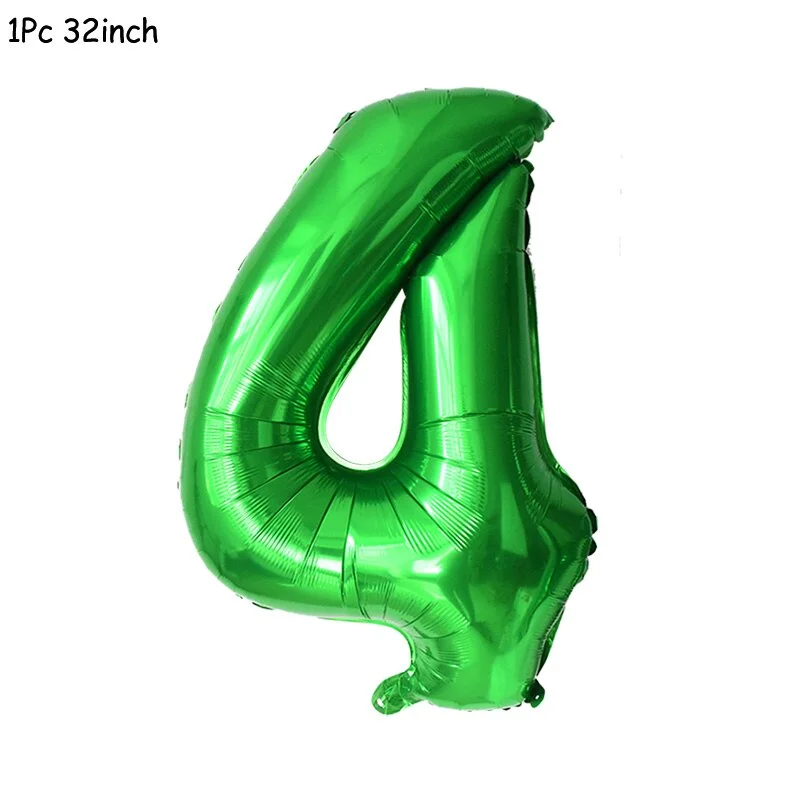 11Pcs Green Foil Number Balloons Dinosaur Latex Balloon Kids Jungle Theme Birthday Safari Forest Party Decorations Baby Shower