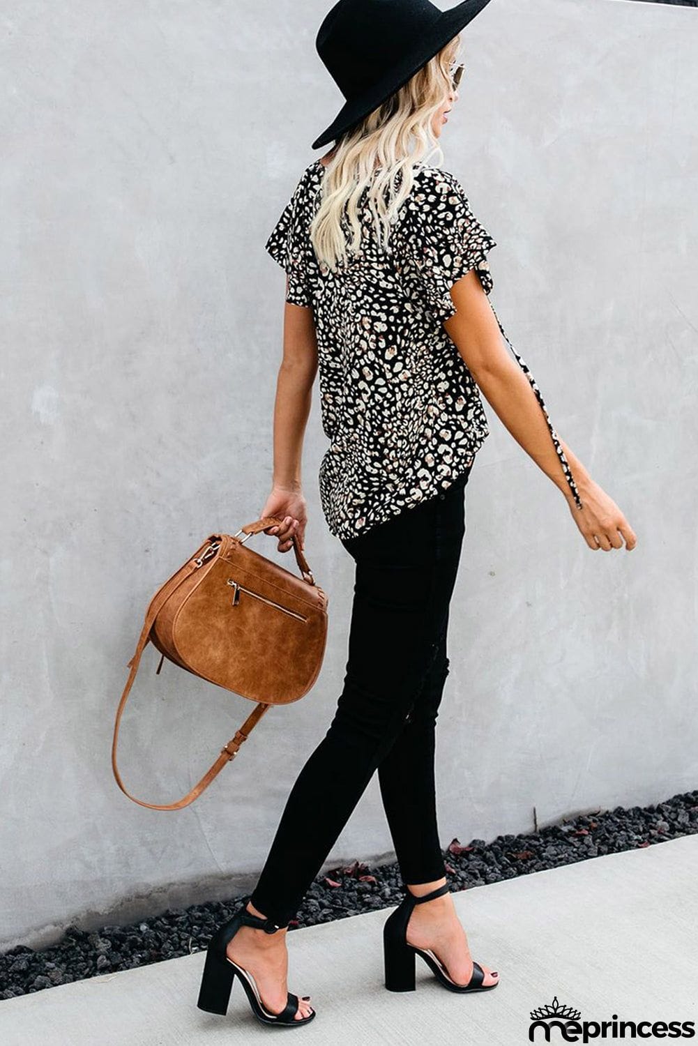 V-neck Short Sleeve Fashion Print Fantasy Fluttering Blouse