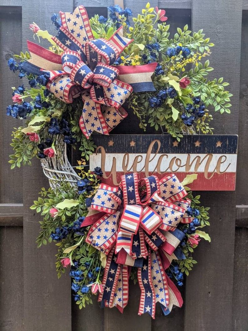 God Bless America Patriotic Welcome Wreath