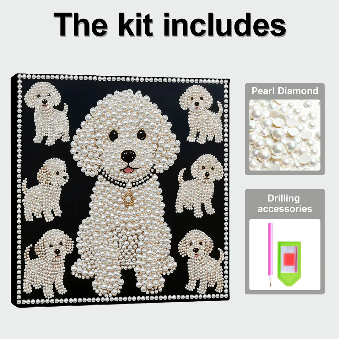 Puppy DIY Pearl Art Diamond Painting With Frame 30x30cm for Adults Home Decor