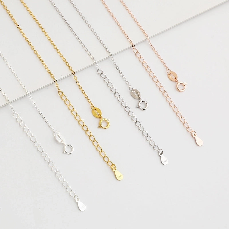 1 Piece 925 Sterling Silver 18K Gold Plated Rose Gold Plated White Gold Plated Cable Chain Thick 1mm 40cm 5.5cm Long