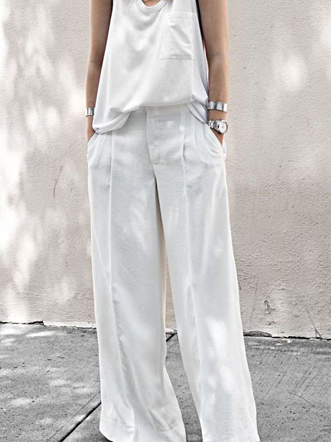 White Holiday Cotton Pants