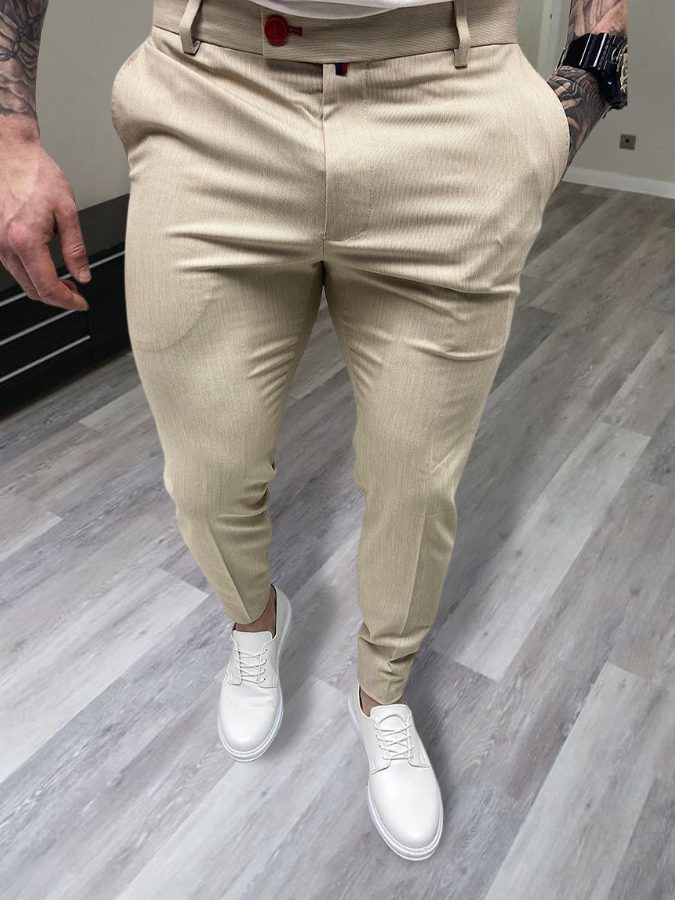 Men's Elegant Light Beige Pants  