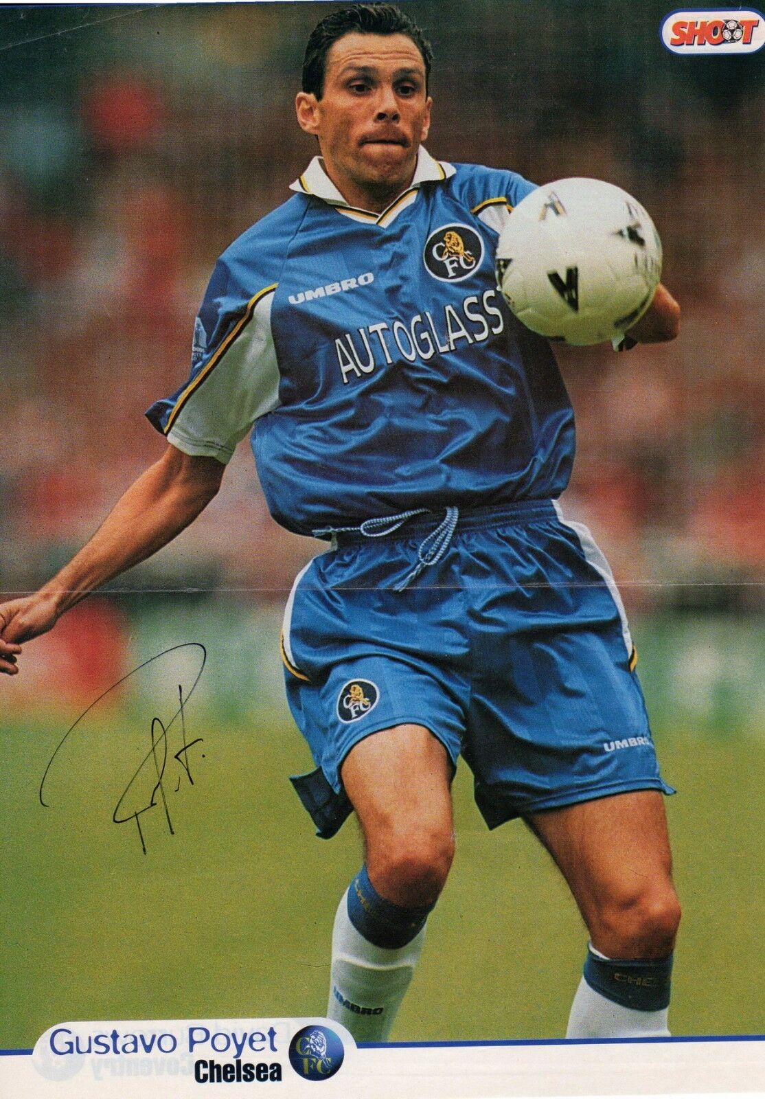 GUSTAVO POYET AUTOGRAPH CHELSEA FC FOOTBALL