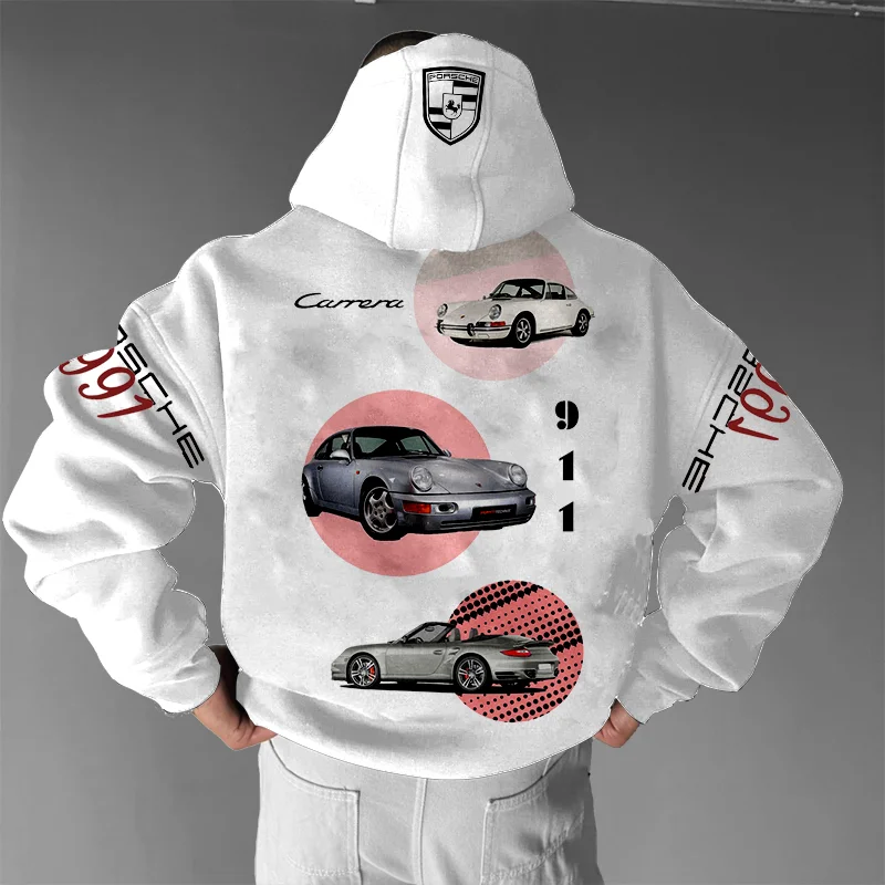 Casual Loose Racing Print Hoodie