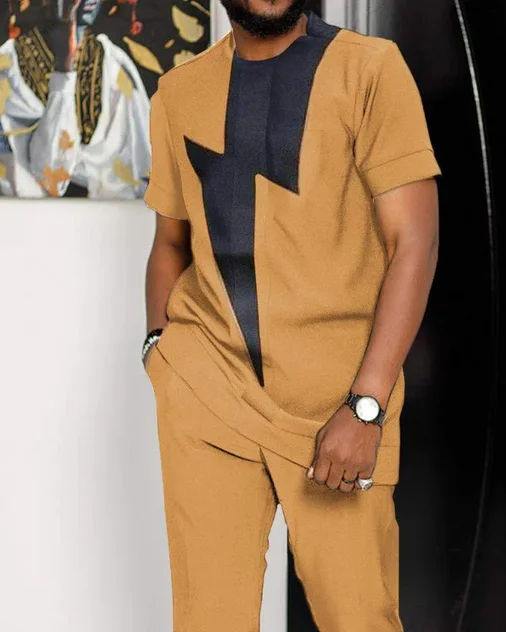 Men's Casual Colorblock Walking Suit-058