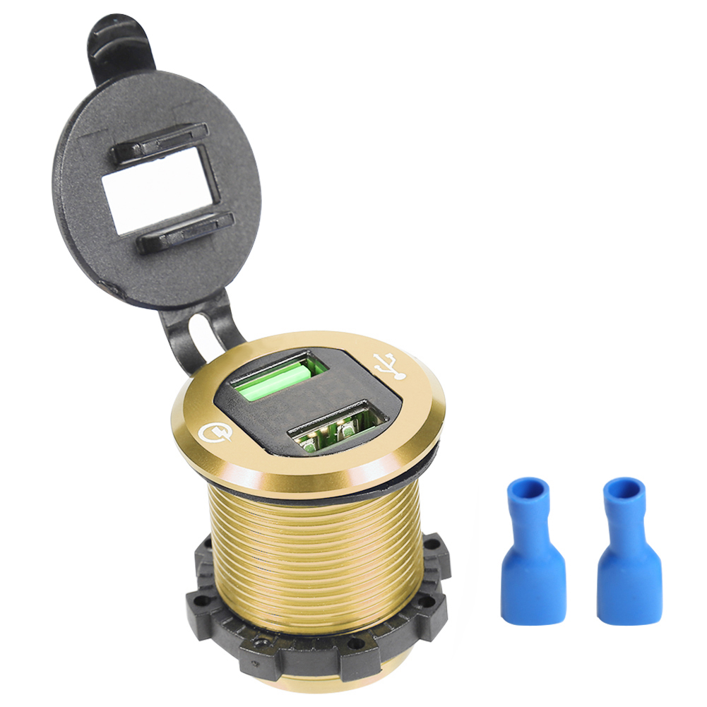 

QC 3.0 Dual USB Charger Green LED Voltmeter for Car Motorcycle Power Socket, 501 Original