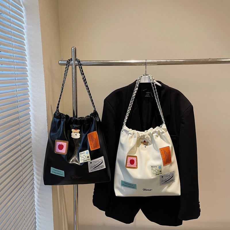 Women's Medium Pu Leather Solid Color Vintage Style Classic Style Sewing Thread Square Magnetic Buckle Shoulder Bag2