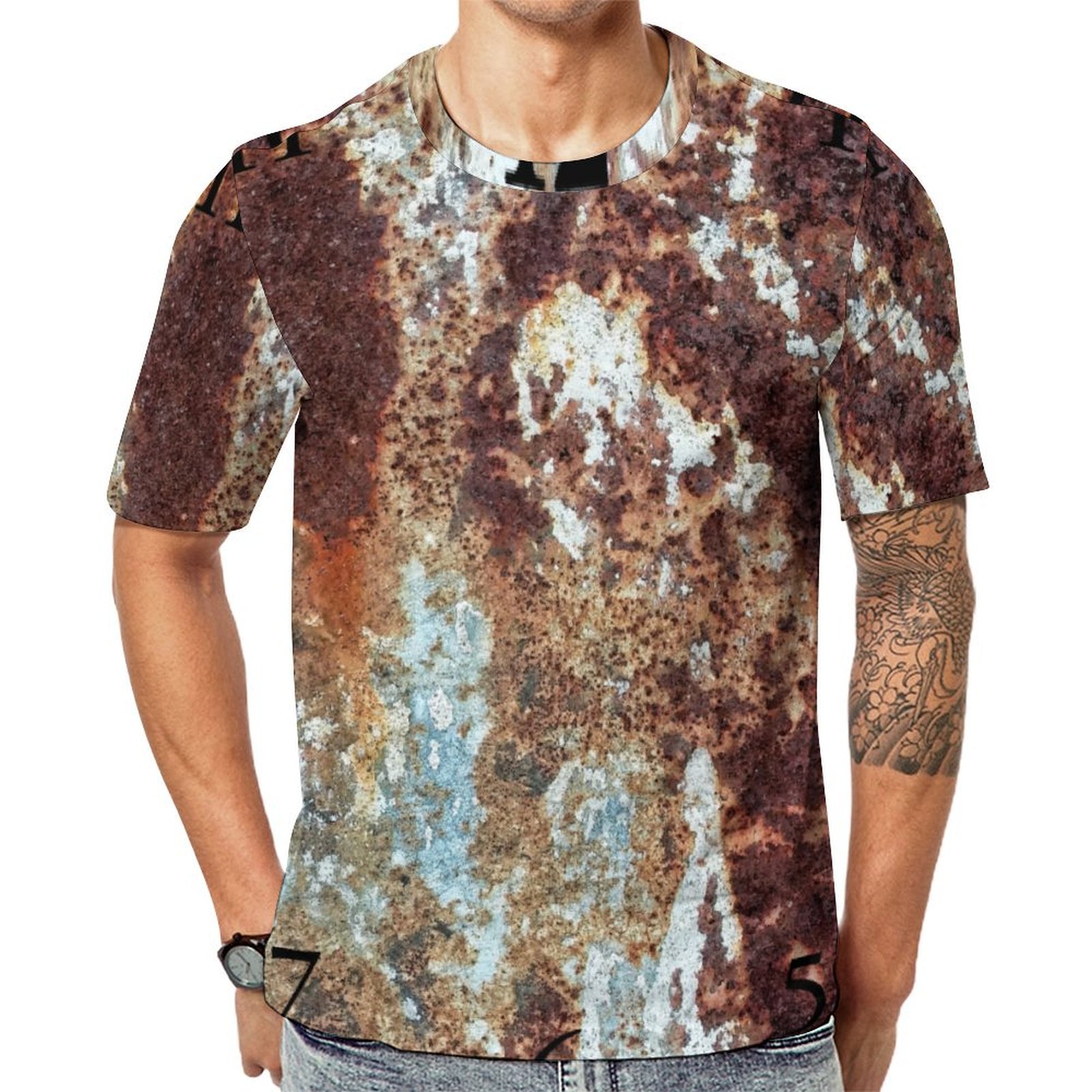 Heavily Rusted Metal Short Sleeve Print Unisex Tshirt Summer Casual Tees for Men and Women Coolcoshirts