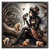 Girl With Cat-11CT Stamped Cross Stitch 50*50cm/19.69*19.69in