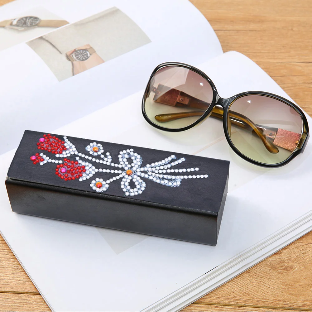 DIY Diamond Painting Leather Eye Glasses Box Travel Sunglasses Storage Case