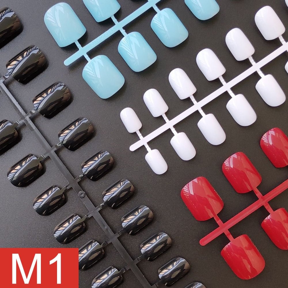 4 Sets/lot Mixed Colors False Nail Tips Short Full Cover Square Fake Nails Comfortable Multicolor Press On Nails Nail DIY