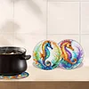 4Pcs h&ouml;lzerne Seepferdchen Tischsets - 5d DIY Handwerk Geschirr