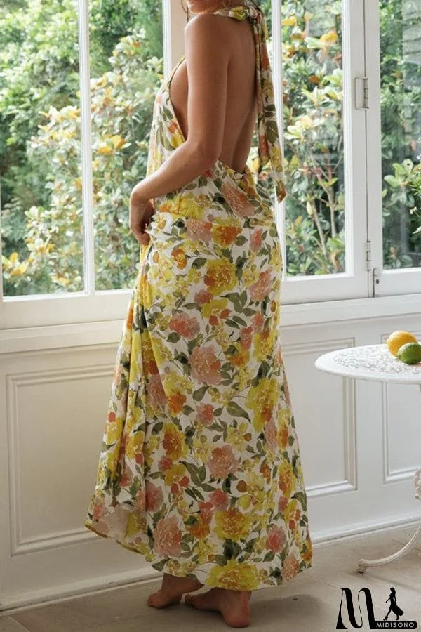 MidiSono - Fashion Halter Neck Long Backless Dress