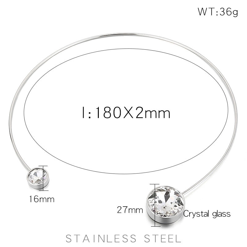 Stainless Steel 18K Gold Plated Elegant Minimalist Geometric Zircon Choker