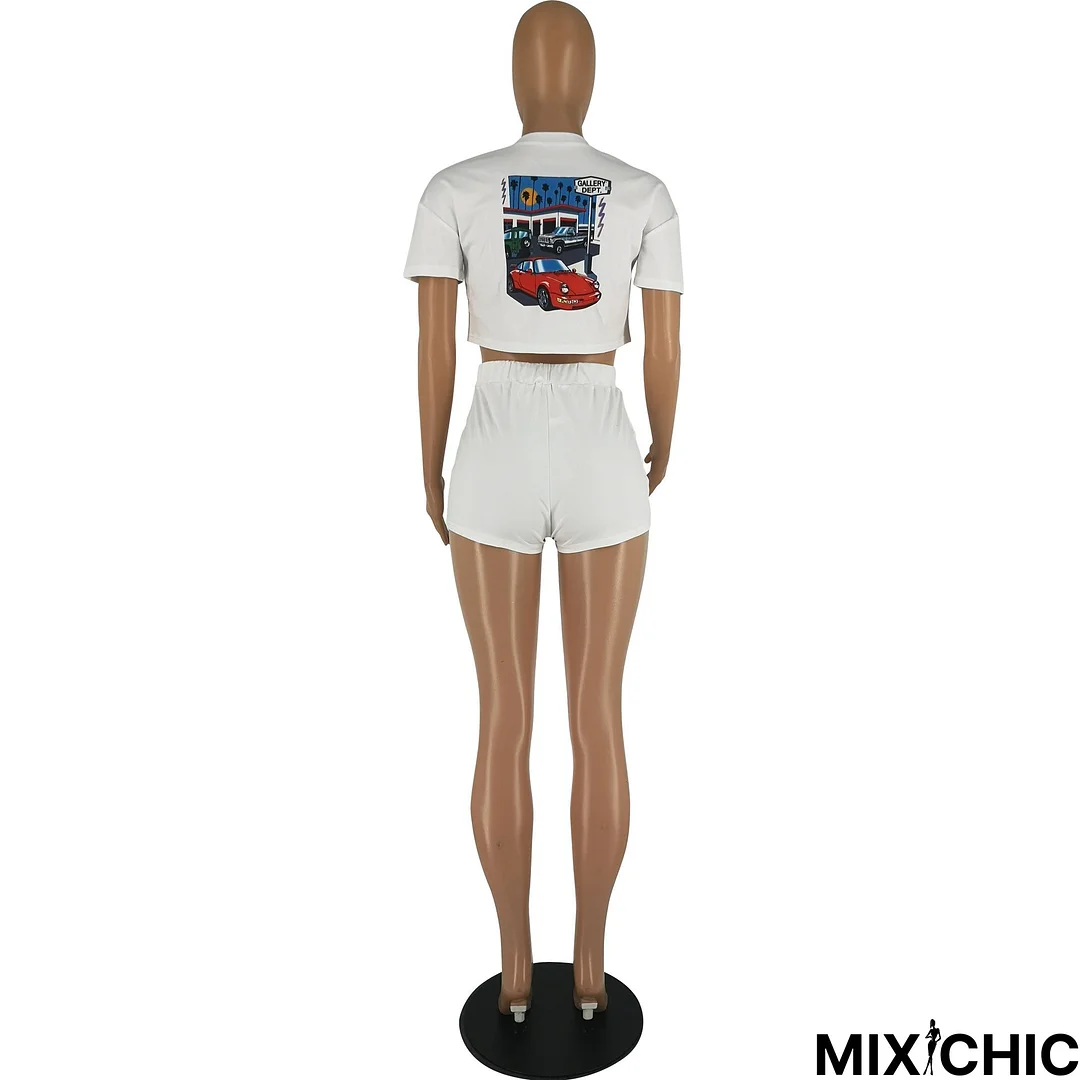Summer New Popular Print Short-sleeved Shorts Two-piece Set