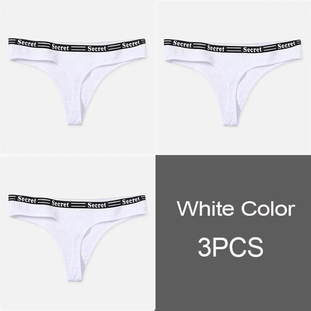 3PCS/Set Women Cotton Panties Thong Underwear G-String Underpants Sexy Briefs Lingerie Female Letter Embroidery Low Waist Pantys