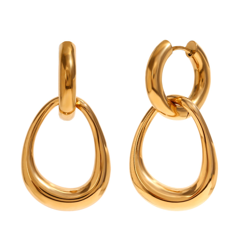 Ins All-Match Irregular Earrings Stainless Steel Plated 18K Gold Interlaced Gold Stitching Hoop Earrings For Women