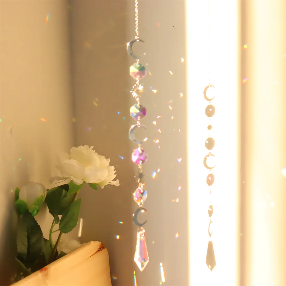 Wind Chime Crystal Light Catcher Ball Ornaments Round Frame Pendant (4)