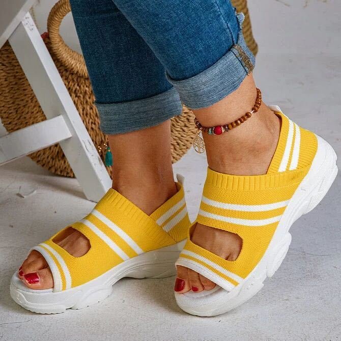 Owlkay - Casual Woven Wedge Comfy Open Toe Sandals