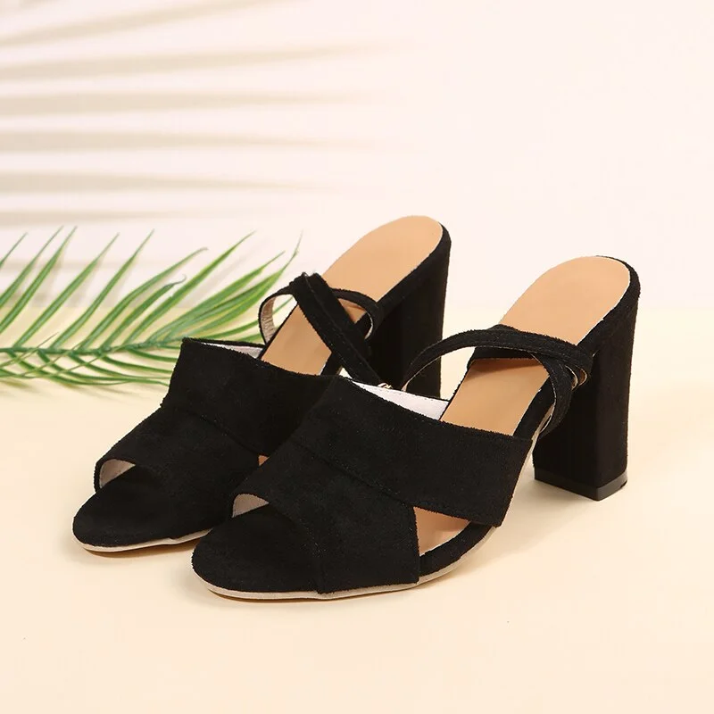 Qengg Block Heels Sandals Women Shoes Classic Black Beige Women's Sandals Summer Shoes Elegant Peep Toe Brand Sandals 2022