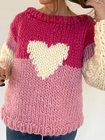 Valentine Vibes Valentine Heart Art Print Knitted Pullover Sweater