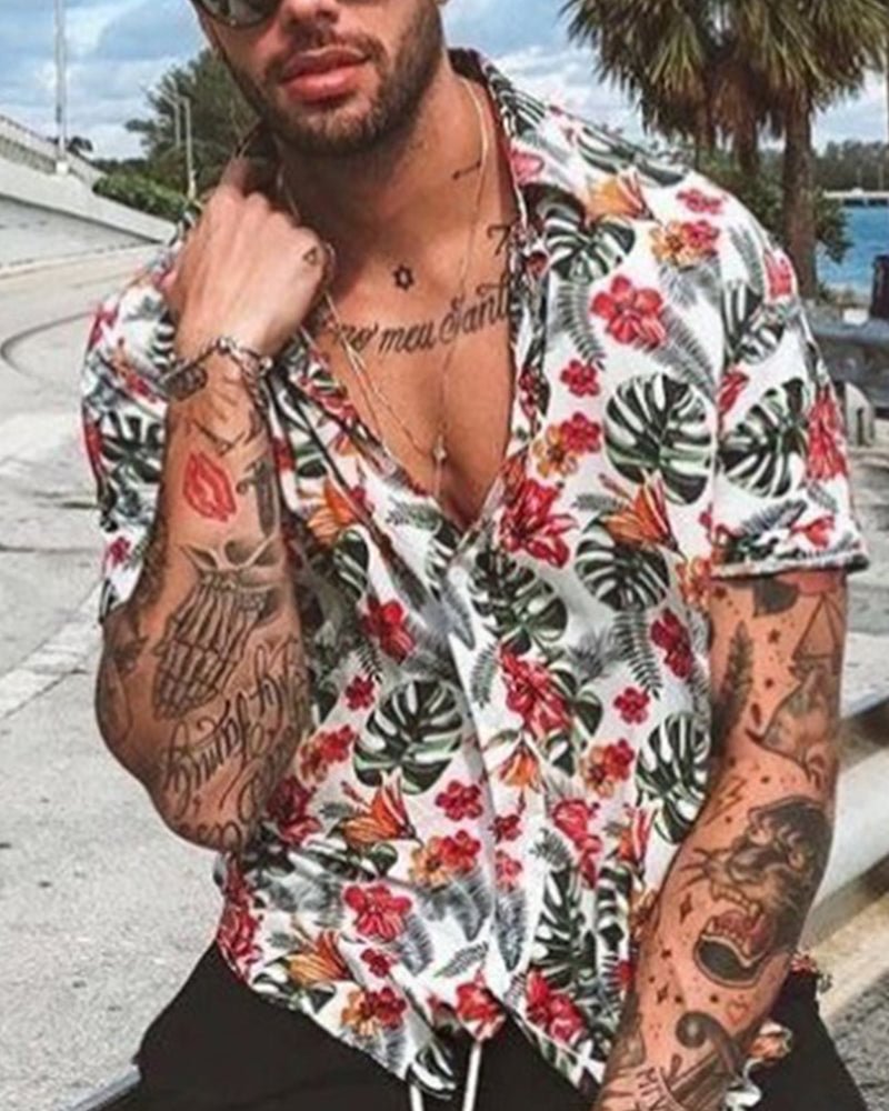 Printed Loose-fitting Short-sleeved Shirt