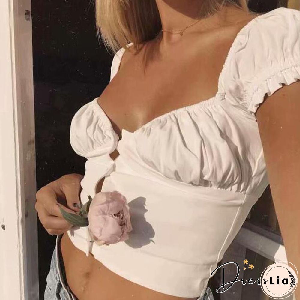 Elastic Arms On or Off Shoulders Cupped Bustier Button Through Top