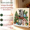 Christmas DIY Special Shape Diamond Painting Pearl Art With Inner Frame Kit 25x25cm(Wreath-wearing Cardinal)