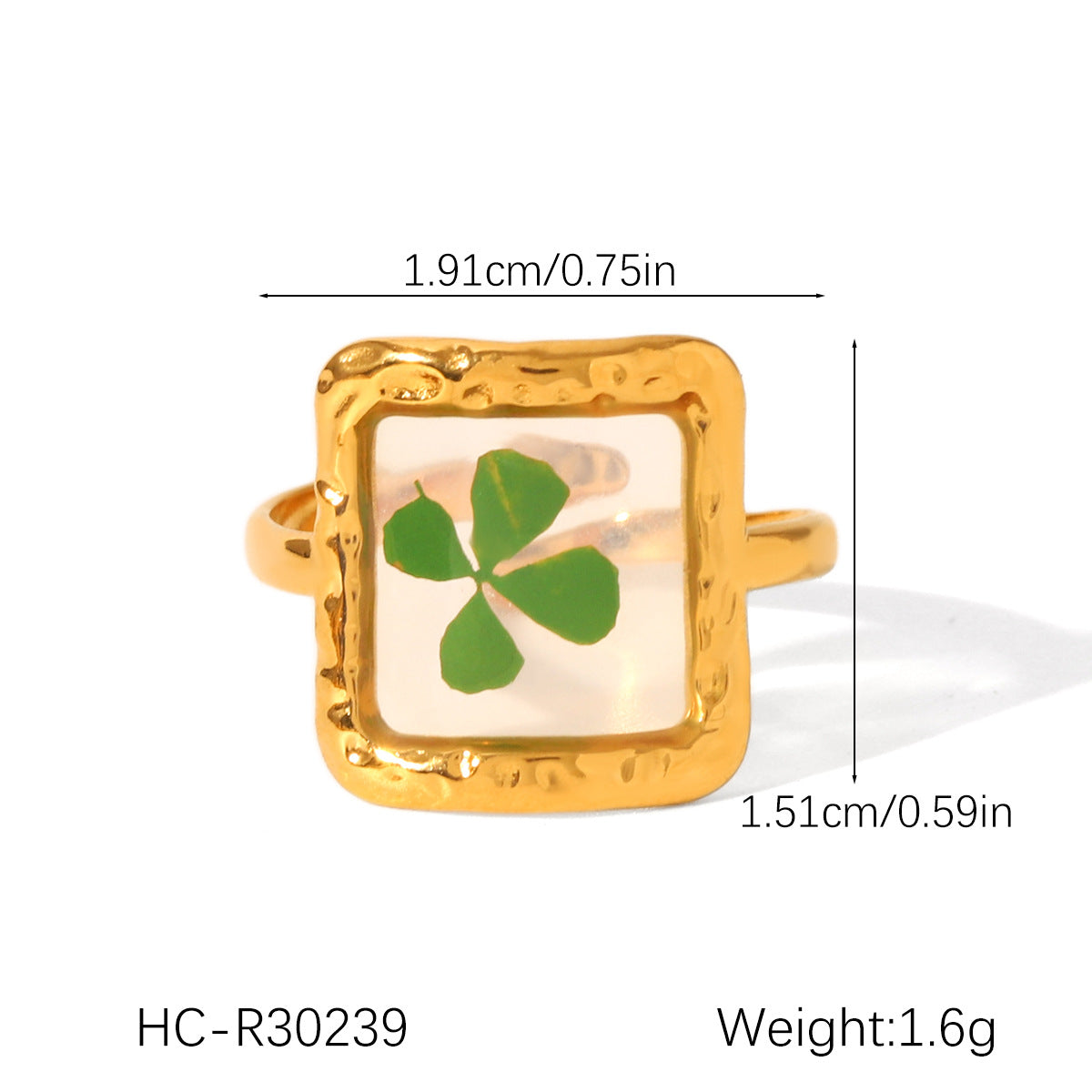 18K Gold Stainless Steel Ring Four-Leaf Clover Immortal Flower Titanium Steel Ring Small Daisy Flower Ring Female